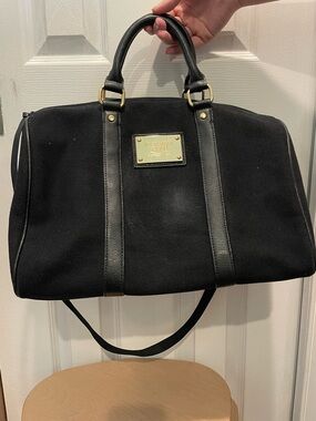 Victoria’s Secret Black Tote Weekender Messenger Travel Bag 14”x11”x6”